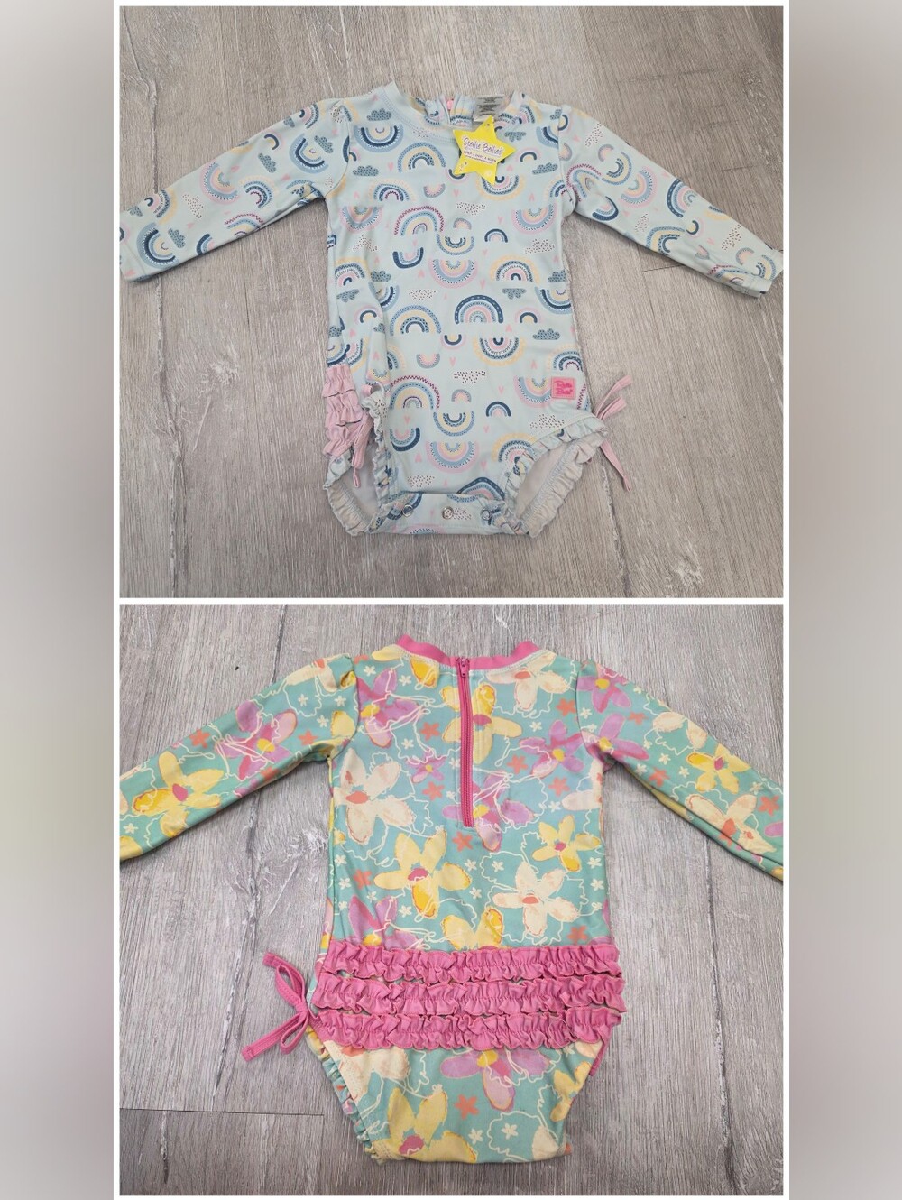 2 RUFFLE BUTTS RASH GUARD Girls' Floral One-Piece Swimsuit - GREAT SHAPE